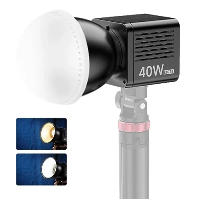 Obrázek ULANZI 40W COB video světlo Bi Color 2500K 6500K, CRI95+/TLCI96+, dobíjecí baterie 3400 mAh, 8 světelných režimů + Mini Bowens Mount, profesionální LED streamovací pro YouTube, portrétní