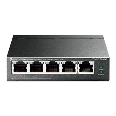 Obrázek TP Link TL SG105PE 5 Port Gigabit Managed LAN PoE Switch se 4 porty PoE+ (65 wattů, IEEE 802.3af/at, jednoduchá konfigurace, IGMP, QoS, VLAN, bez ventilátoru, robustní kovové pouzdro) černý