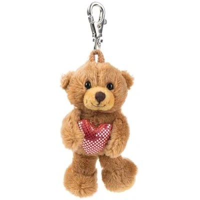 Obrázek Schaffer 235 Plyšový přívěsek na klíče Teddy se srdcem hnědý, 8 12 cm, Hnědá, Moderní