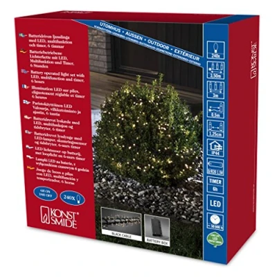 Obrázek Konstsmide 3735 100 Micro LED světelný řetěz s chlupy &quot;Cluster&quot; / pro venkovní použití (IP44) provoz na baterie: 4xD 1,5 V (exk.) 6h časovač 8 funkcemi, řídicí jednotka a paměťová funkce 240