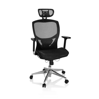 Obrázek hjh OFFICE 657000 Profi kancelářská židle Venus ONE síťovina černá ergonomická otočná židle, opěradlo výškově nastavitelné