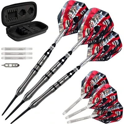 Obrázek Viper 95% Tungsten Steel Tip with Case, Grams Blitz Dart Set mit Tasche, Wolfram, Stahlspitze, 22 g, Schwarz