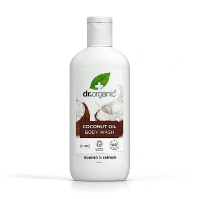 Obrázek Dr Organic Kokosový olej mycí gel na tělo, sprchový gel, suchá pokožka, přírodní, veganský, bez pokusů zvířatech, parabenů a SLS, recyklovatelný &amp; recyklovaný z plastu vázaného v moři,