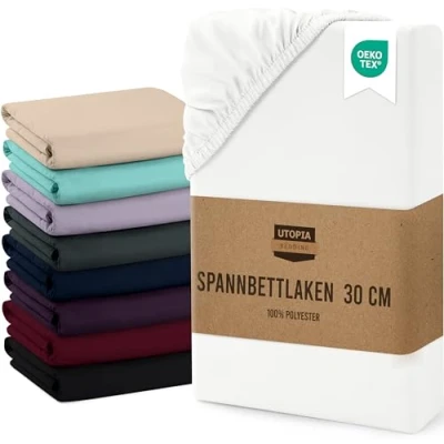 Obrázek Utopia Bedding napínací prostěradlo 180 x 200 cm až 30 bílé kartáčované z mikrovlákna Oeko Tex Standard 100