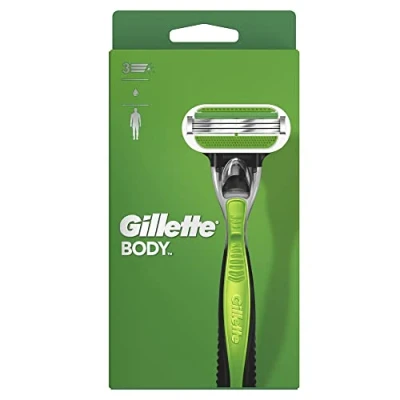 Obrázek Gillette Body holicí strojek pánský, + 1 žiletka s 3násobnou čepelí, nabíjecí, zelená