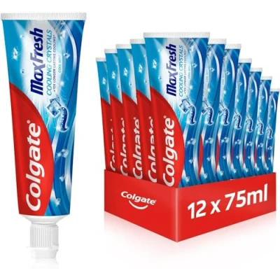 Obrázek Colgate Zubní pasta Max Fresh Cooling Crystals 12 x 75 ml efektivní čištění zubů pro dlouhotrvající svěžest a čistý pocit v ústech udržuje zuby bílé bojuje proti zubnímu kazu
