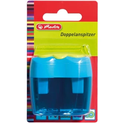Obrázek Pelikan Herlitz 10921112 ořezávátko na dvojité dávky s upínacím mechanismem, 1 kus, různé barvy: zelená/růžová/modrá