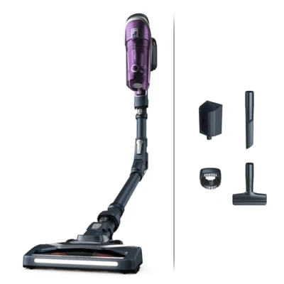 Obrázek Rowenta X Force Flex 8.60 Allergy, bezdrátový akumulátorový vysavač, alergický filtr, flexibilní kloub, výdrž baterie až 45 min, štěrbinová hubice, hubice na čalounění, RH9638WO, fialová/šedá