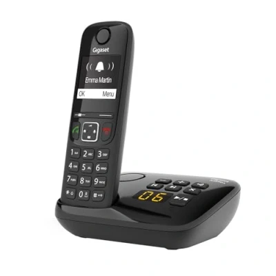 Obrázek Gigaset AS690A bezdrátový DECT telefon se záznamníkem hovorů velký, kontrastní displej nastavitelné profily zvuku hands free funkce ochrana volání, černý [německá verze]
