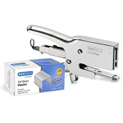 Obrázek Rapesco 1306 Hochleistungs Heftzange HD 73 und 2000 Heftklammern des Typs 73/12 mm, 70 Blatt Kapazität, Chrom
