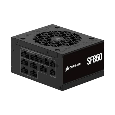 Obrázek CORSAIR SF850 (2024) Plně modulární nehlučný 80 PLUS Platinum ATX síťový zdroj kompatibilní 3.1 s PCIe 5.1 držák SFX to součástí dodávky černý