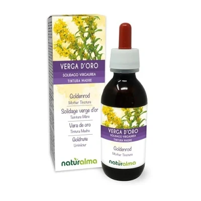Obrázek Goldenrod (Solidago virgaurea) bylina s květy tinktura bez alkoholu Naturalma tekutý extrakt kapky 120 ml doplněk stravy Veganský