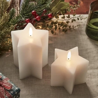 Obrázek Lights4fun Sada 2 ks LED TruGlow® Hvězdné svíčky s časovačem baterie vnitřní vánoční dekorace advent