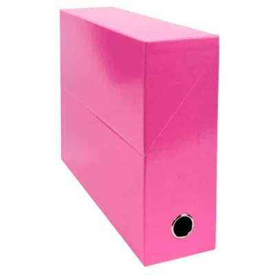 Obrázek Exacompta 89924E 1 Iderama Transferový box z probarveného papíru Zadní strana 90 mm Kovové oko pro formát A4 Rozměry 25,5 x 34 9 cm Barva růžová Dodává se smontované