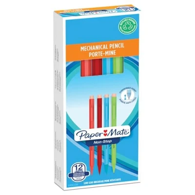 Obrázek Paper Mate Non Stop mechanická tužka 0,7 mm HB 2 dřík v roztříděných neonových barvách balení 12 ks