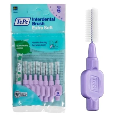Obrázek TePe Mezizubní kartáčky Extra Soft Lila (velikost ISO 6: 1,1 mm) / Pro obzvlášť jemné a efektivní čištění mezizubních prostorů 1 x 8 kartáčků