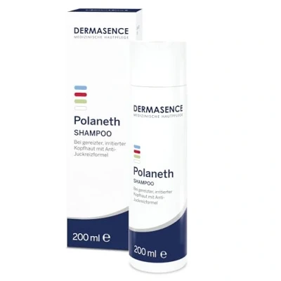 Obrázek DERMASENCE Šampon Polaneth, 200 ml, uklidňující šampon proti svědění na pokožce hlavy, zmírňuje podráždění, chladí, ideální pro ekzémy, citlivou pokožku veganský