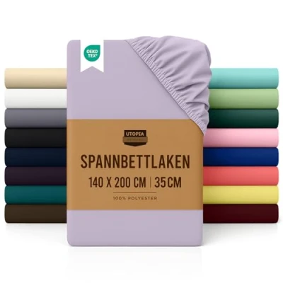 Obrázek Utopia Bedding napínací prostěradlo 140 x 200 cm levandule kartáčované polyesterové z mikrovlákna 35 hloubka taška