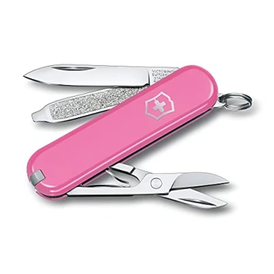 Obrázek Victorinox Švýcarský kapesní nůž, malý, klasický SD, Multitool, Swiss Army nůž se 7 funkcemi, čepel, pilník na nehty, šroubovák, růžový