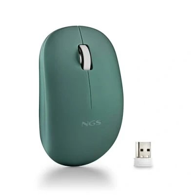Obrázek NGS Fog pro Green bezdrátová myš, optická myš s 1000 DPI, nano USB rozhraní, tichá tlačítka, 2 tlačítka a kolečko, Plug and Play, obě ruce, zelená