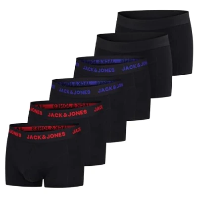 Obrázek JACK &amp; JONES Pánské boxerky 6 ks Basic Trunks Boxer Stretch spodky spodní prádlo retro šortky sada bavlna černá červená zelená modrá šedá S M L XL XXL 3XL, Balení 7
