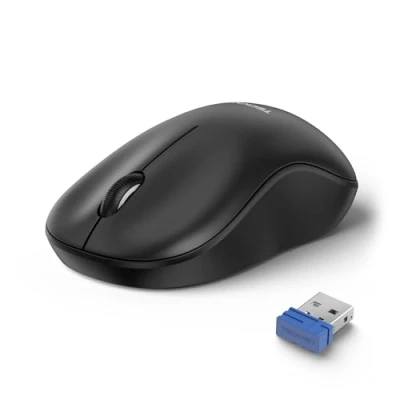 Obrázek TECKNET bezdrátová myš tichá, 3200 DPI optická myš, pro leváky i praváky, 2,4 GHz s USB nano přijímačem, výdrž baterie 18 měsíců, kompatibilní PC, Mac, notebookem černá