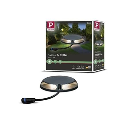 Obrázek Paulmann 93920 Plug &amp; Shine podlahové svítidlo nástavba IP67 3000K 2x3W 24V Venkovní osvětlení cesty 180, antracit