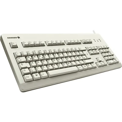 Obrázek CHERRY G80 3000, kabelová mechanická klávesnice, rozložení EU (QWERTY), USB přípojka, robustní, programovatelná tlačítka, spínače MX Black, světle šedá