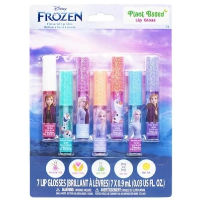 Obrázek Disney Frozen 7dílná sada, lesk na rty bázi rostlin, první make up sada pro dívky, perfektní večírky, pyžamo a dárky k narozeninám, od 3 let, Townley Girl