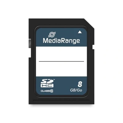 Obrázek MediaRange SDHC paměťová karta 8 GB rychlost třídy 10, čtení až 15 MB/s, externí úložiště dat pro mobilní zařízení jako digitální fotoaparáty nebo chytré telefony