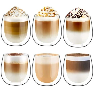 Obrázek glastal 250 ml dvouplášťové sklenice na latte macchiato sada borosilikátové sklo šálky kávu 6dílná sklenic kávu, čajové espresso, cappuccino, latte, Iced Americano, čaj,
