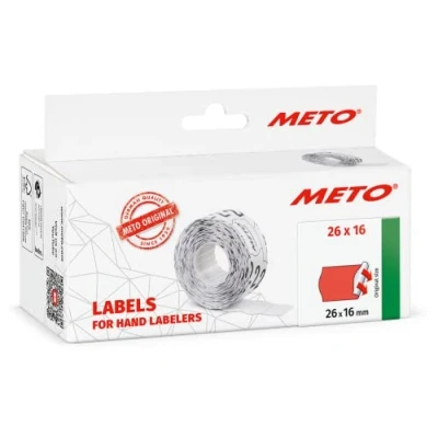 Obrázek Meto etikety pro ruční z Kreslíři 9506169 (26 x 16 mm, 2 buňky, 6 000 kusů, trvale držící, Meto, Contact, SATO, Avery, Tovel, Samark atd.) rolí, Uor Červená