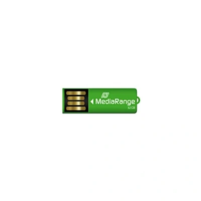 Obrázek MediaRange USB 2.0 Memory Stick 32 GB Nano Mini flash disk s funkcí kancelářské svorky, externí rozšíření paměti rychlostí čtení až 14 MB/s, barva zelená