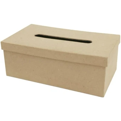 Obrázek Décopatch AC657O box na kapesníky M z lepenkové maché, 14 x 25 9 cm, k ozdobení, perfektní pro dekoraci vašeho bytu, kartonově hnědá