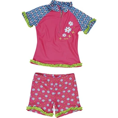 Obrázek Playshoes Unisex dětské koupací sada s UV ochranou, dvoudílná triko, šortky, plavky, Květiny
