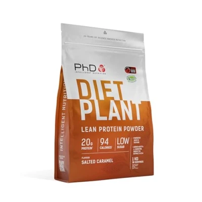 Obrázek PhD Nutrition Diet Plant Protein prášek Vegan 1 kg solený karamel, vysoce proteinový bílkovinový s 20 g bílkovin v jedné porci, CLA a L karnitinem