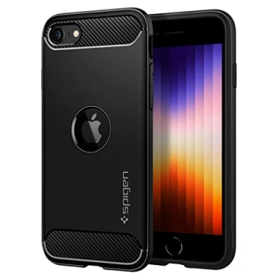 Obrázek Spigen Pouzdro Rugged Armor kompatibilní s iPhone SE 2022 5G a 2020 černé