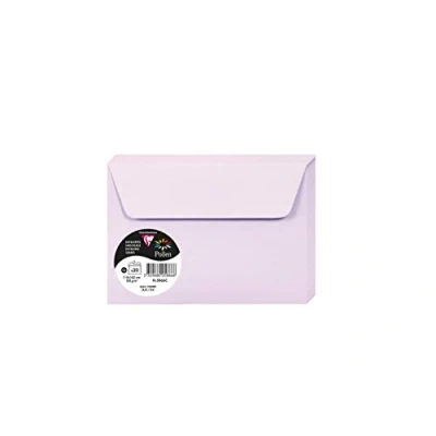 Obrázek Clairefontaine 5866C balení s 20 obálkami pylu, formát C6, 114 x 162 mm, 120 g, ideální pro pozvánky a korespondenci, šeřík, 1