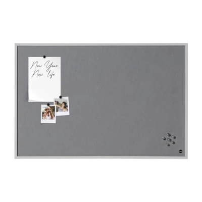 Obrázek Bi Office Pinboard Nová základní, šedá plsť se šedým dřevěným rámem, 885x585 mm