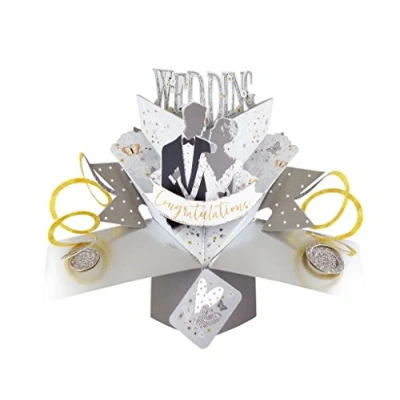 Obrázek Second Nature svatební pop up přání s &quot;Wedding Congratulations&quot; nevěsta a ženicha