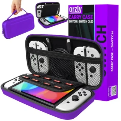 Obrázek Orzly Tragetasche kompatibel mit Nintendo Switch Aufbewahrungstasche / Hartschalen Case/Cover/Hülle/Schutzhülle für die Verwendung der Konsole &amp; Accesoires in LILA