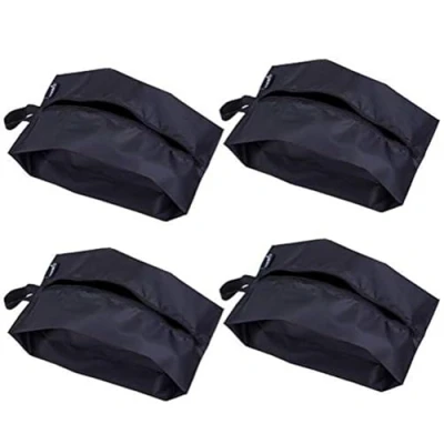Obrázek MISSLO Tragbare Nylon Schuhbeutel Reise, StaubgeschüTzte Schuhtasche mit ReißVerschluss schuhsack für Schuhe, Turnschuhe, Schwarz, 4 Stück