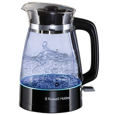 Obrázek Russell Hobbs Wasserkocher [1,7l, 2400W, optimierte Design Ausgusstülle aus Glas, LED Beleuchtung] Classic (Schnellkochfunktion, abnehmbarer Deckel, Kalkfilter,Boden Edelstahl)26080 70