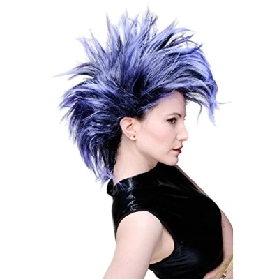 Obrázek WIG ME UP PW0078 1 P103PC10 paruka Masopustní Karneval Punk Glam Vamp Mohawk Iro nařasená černá modrofialová