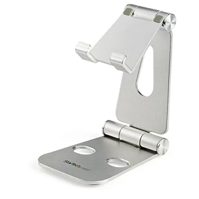 Obrázek StarTech.com Handy und Tablet Ständer Faltbarer Universalhalter für Smartphones Tablets (4 bis 13 Zoll), Verstellbar, ergonomisch mit mehreren Winkeln den Schreibtisch, tragbar (USPTLSTND)