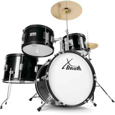 Obrázek XDrum Junior Pro dětské bicí nástroje Black vhodné od 5 9 let sada bubnů s kompletním příslušenstvím vč. školy černá