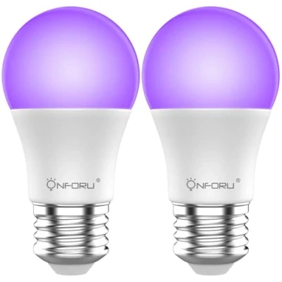 Obrázek Onforu 2dílná žárovka pro černé světlo, E27 UV 9W žárovka, 385 400 nm UVA Level lampa s černým světlem, Black Light Bulb, osvětlení party světlo party, sklep, diskotéku, klub, bar,