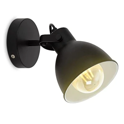 Obrázek B.K.Licht nástěnné svítidlo uvnitř otočné, objímka E27, max. 10 W, vintage, nástěnná lampa uvnitř, nástěnný zářič světlo, osvětlení, ložnice, do chodby, 17,2 x 17