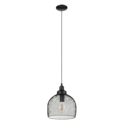 Obrázek EGLO závěsné svítidlo Straiton, 1 závěsná lampa průmyslová, vintage, z oceli v černé barvě, na jídelní stůl, do obývacího pokoje, s objímkou E27