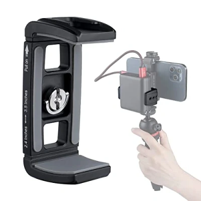 Obrázek Arnarkok Powerbank Klemmhalterung, Metall Handy Stativhalterung, Kamerakäfig, mit 1/4inch Schraubenloch, Kaltschuhhalterung, Handyhalterung, Clip [Dicke Hülle und große Handys]